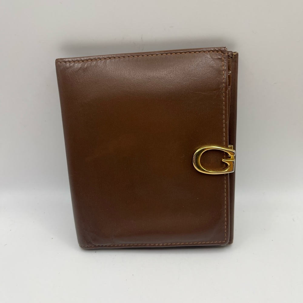Gucci GG clip bifold wallet brown leather